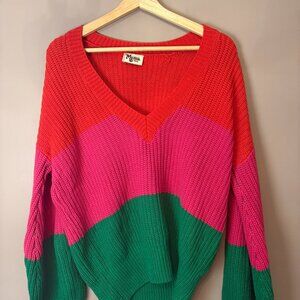 Show Me Your Mumu Colorblock Mina Sweater Feliz Stripe Chunky Knit Small